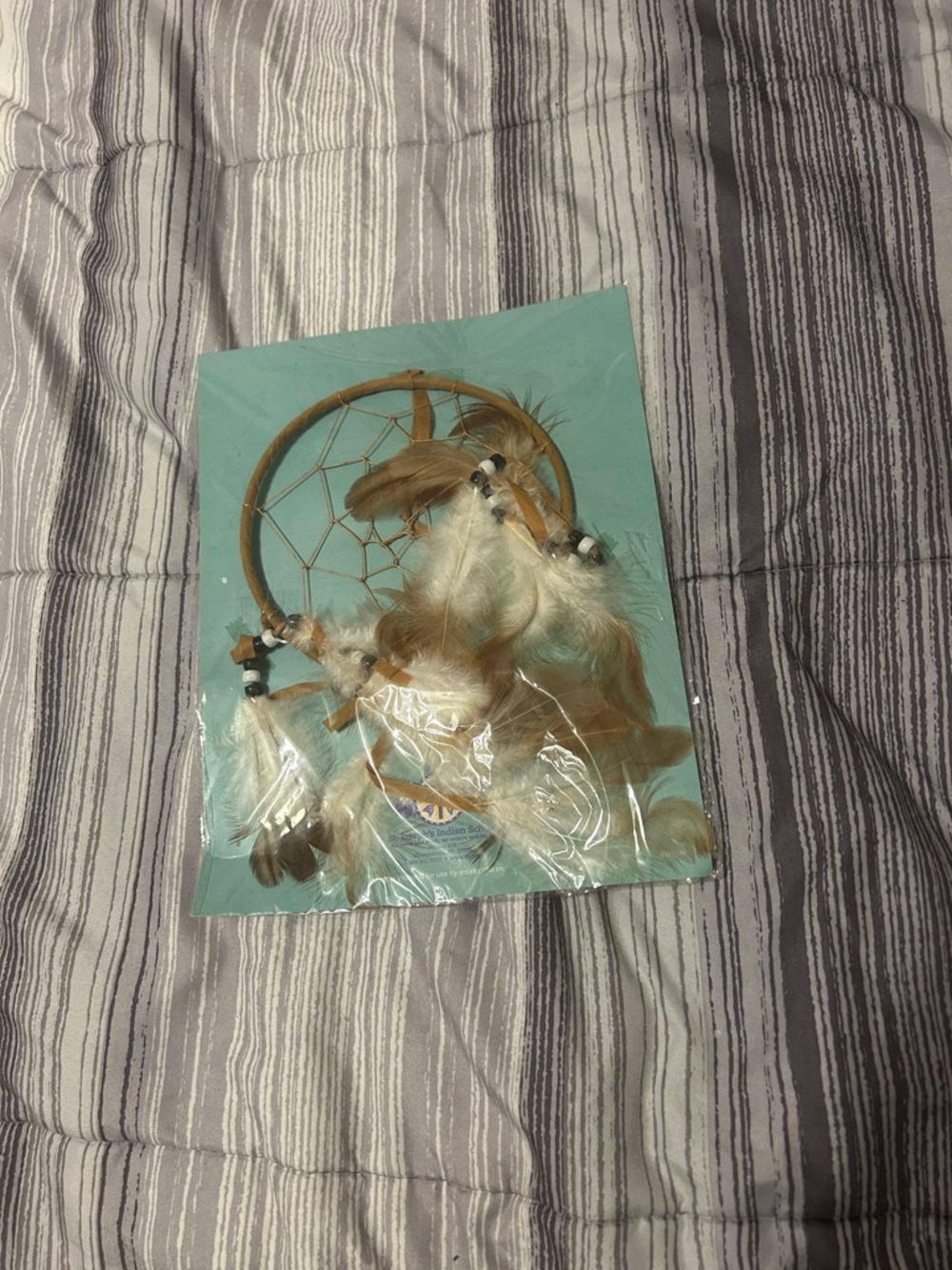 Tribal Print Dreamcatcher Wall Art - Teal, Brown & Cream